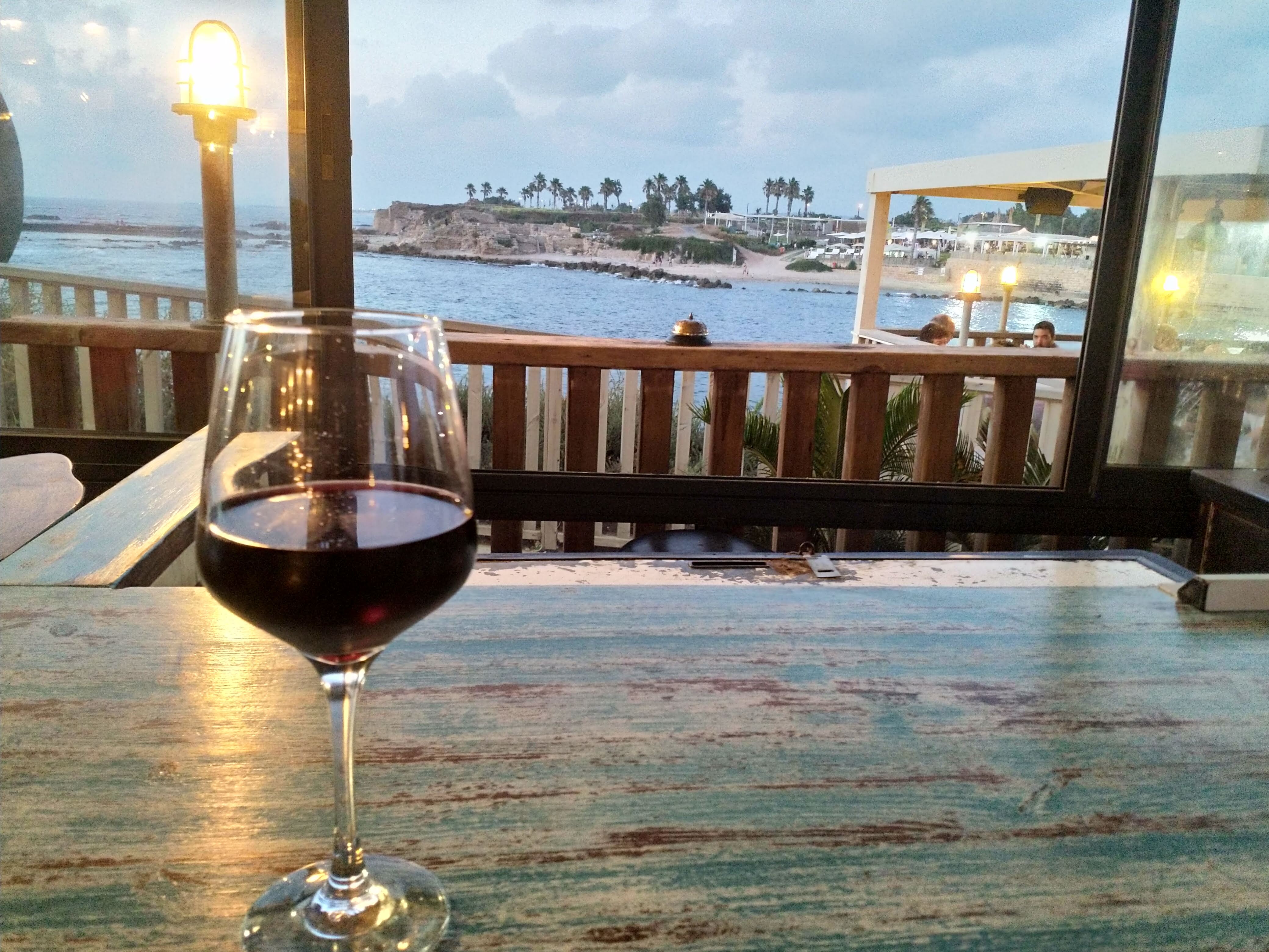 Wineglass on a Table in Casaera Israel