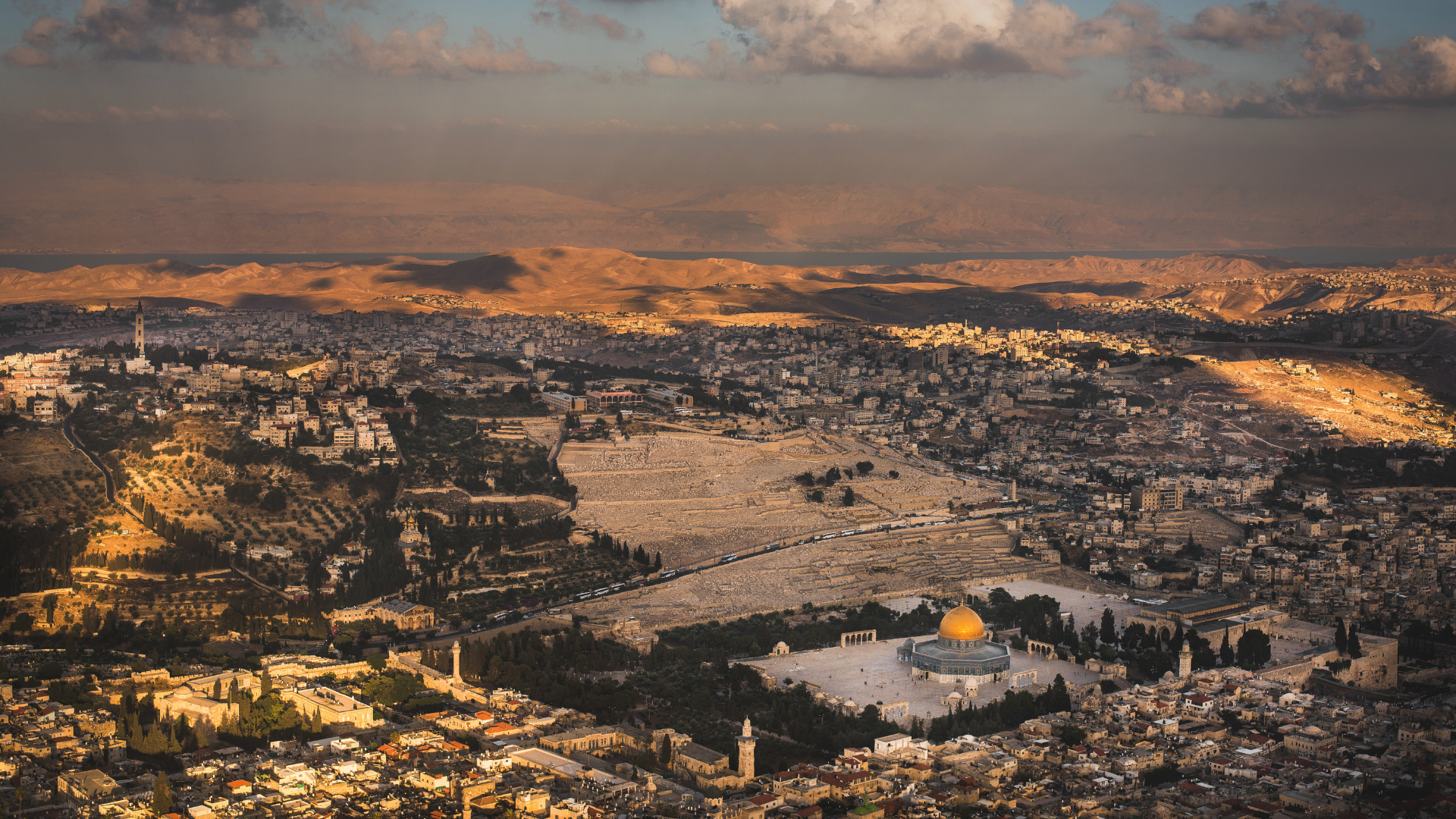 Aerial View of Jerusalem Israel at Dusk